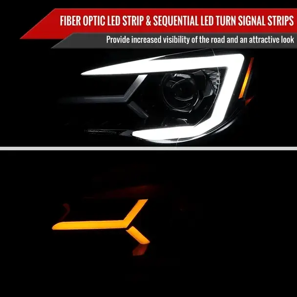 Spec-D Version 2 LED Bar Style Projector Headlights w/ Matte Black Base and Clear Lens 2006-2007 WRX / 2006-2007 STI w/ OEM Halogen Lights - Image 3